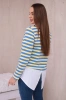 Striped cotton blouse with collar jeans+yellow