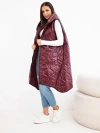 Women's quilted Plus Size hooded zip-up vest turquoise