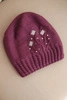 Women's winter hat with wool decorated with sequins and braid K473 dark purple