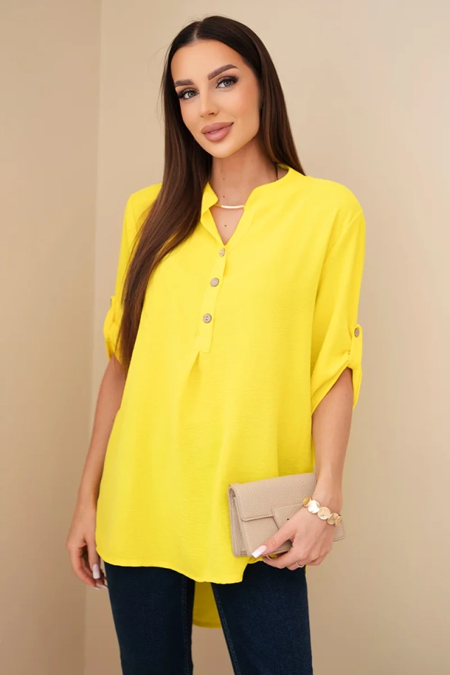 Bluse mit längerem Rückenteil dunkelgelb
