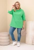 Women's Plus Size loose-fitting blouse with cotton and a water neckline light green