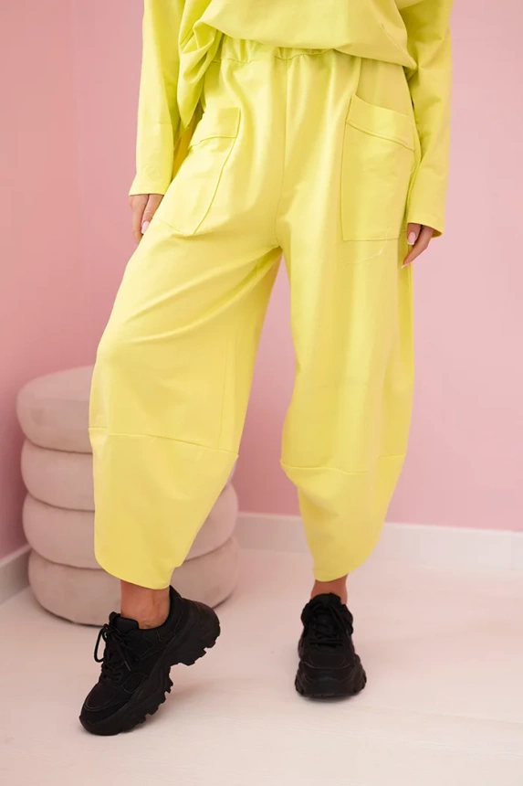 Cotton sweatshirt pants set yellow neon