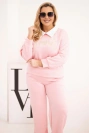 Women’s set butter Plus Size with wide legs and collar light pink