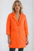 Damenjacke Plus Size gepolstert mit dekorativen Knöpfen und Kragen neonorange