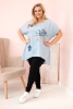 Dámská halenka Plus Size s nášivkami světlý denim
