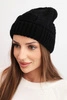 Women's winter wool hat with zirconia and pattern K455 mocha