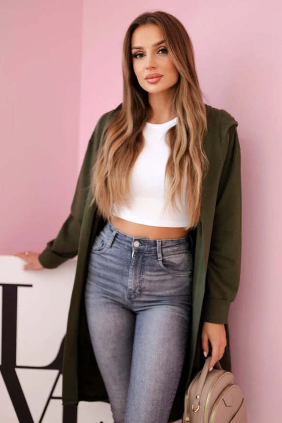 Cape with a hood oversize khaki