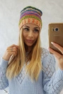 Cap with fleece Krystyna K207 cornflower + orange