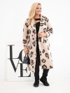 Eleganter Damenmantel Plus Size mit Revers im Leopardenmuster beige