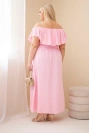Dámské šaty Plus Size s volánem a elastickým pasem cukrově růžové