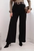 Women's elegant pants with a belt and wide leg black