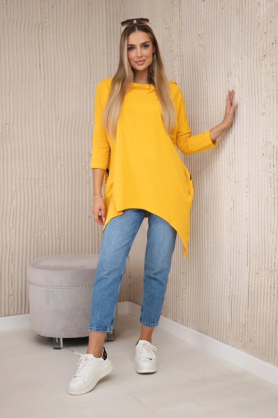 Sweatshirt with a bicycle print mustard