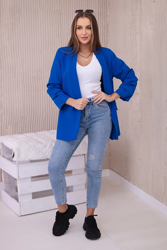 Bunda s klopou elegantní chrpově modrá