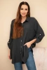 Cotton muslin shirt Plus Size graphite