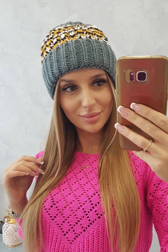 Moteriška kepurė Iris K348 tamsiai pilka+geltona