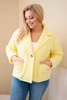 Dámská bunda Plus Size s vlněnou strukturou a kapsami žlutá