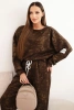 Women's oversized tracksuit set made of viscose with an elongated sweatshirt and a washed effect brown