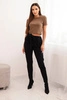 Women's cotton trousers with a tie at the waist and tapered leg black