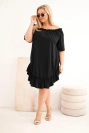 Women's Plus Size cotton dress with ruffle black