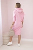 Dress with a hood and a slit on the side pink