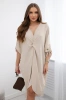 Oversize-Kleid mit V-Ausschnitt beige