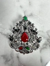 Brošňa XZ459-191 strieborná + červená