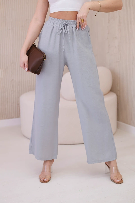 Hose mit weitem Bein aus Viskose grau