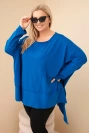 Dámska tunika Plus Size z bavlny s asymetrickým spodkom chabrová