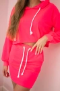 Komplet bluzy ze spódniczką różowy neon