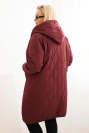 Plus Size women's quilted jacket with a hood and sporty cuffs plum