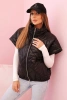 Women's quilted vest with short sleeves and a stand-up collar black