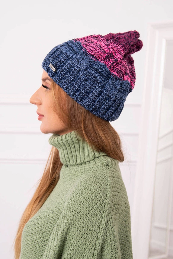 Cap with fleece Dolores K303 jeans+pink+dark purple