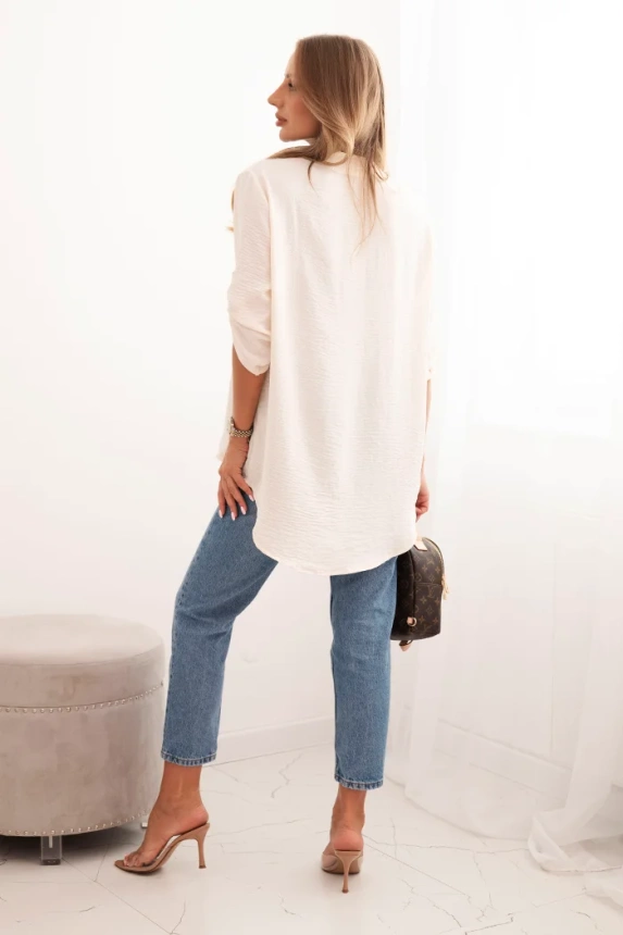 Bluse mit längerem Rücken hellbeige