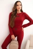 Damen-Baumwollset mit langen Ärmeln und Leggings bordeaux