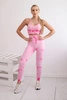 Fitness set top +legíny push up ružová + fuchsia