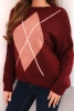 Women's sweater in geometric pattern with a blend of wool and alpaca red