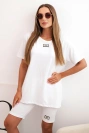 Women's cotton set with short sleeves and shorts white