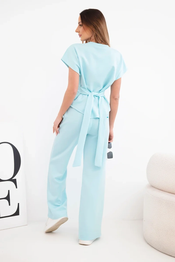 Women's buttery set with a short-sleeve top and wide-leg pants mint