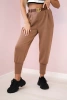 Pants with belt and pockets buttery-fabric camel