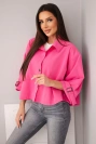 Damen-Frühlingsjacke aus Baumwolle mit Knöpfen und Kragen rosa