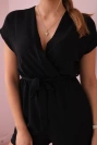 Kurzer Jumpsuit in der Taille gebunden schwarz