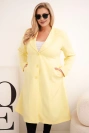 Klasikinis moteriškas paltas Plus Size su mygtukais ir apykakle geltonas