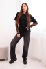 Women's cotton blouse with lace sleeves black