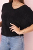 Women's sweater made of soft fluff with a V-neck short sleeves black