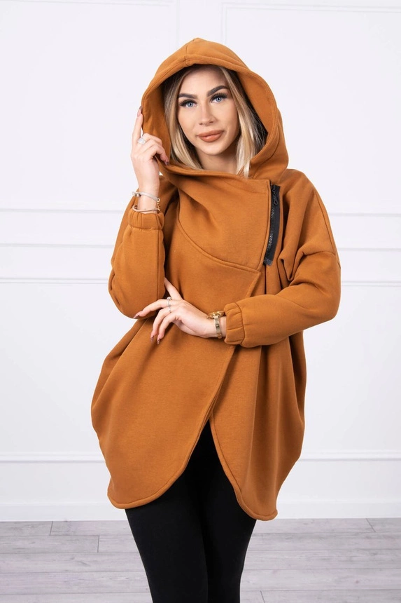 Sweatshirt mit kurzem Reißverschluss camel