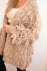 Damenstrickjacke mit Fransen und lockerer Passform camelowy