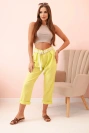 Women's linen cotton pants with a belt kiwi