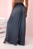 Women's wide viscose trousers with an elastic waistband graphite