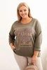 Moteriška Plus Size džinsinė palaidinė su gobtuvu ir spauda grafito spalvos