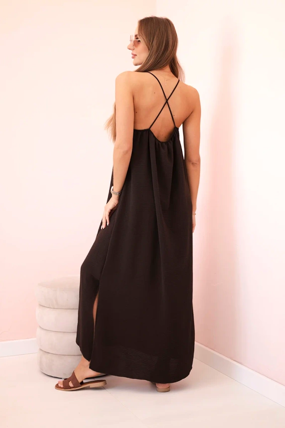 Langes trägerloses Kleid braun